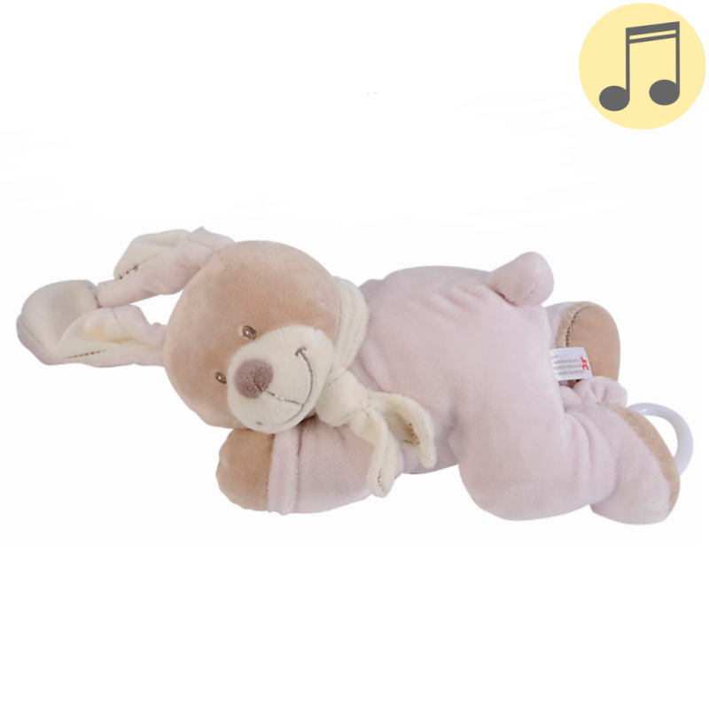  cuddles musical box rabbit pink scarf 